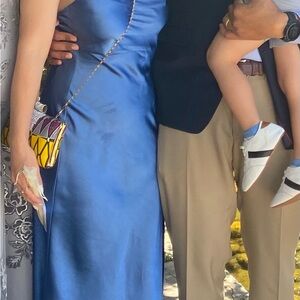 Royal blue silk midi dress